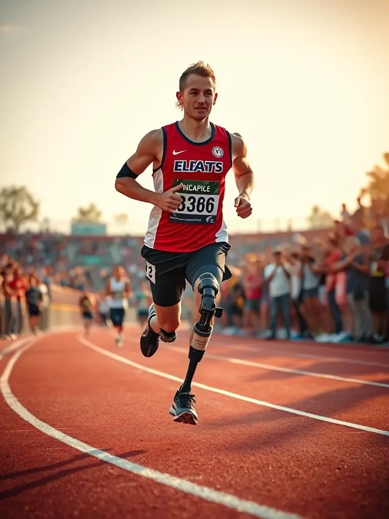 A person with a disability participating in an adapted sports event, highlighting inclusivity and the power of sports to overcome barriers.
