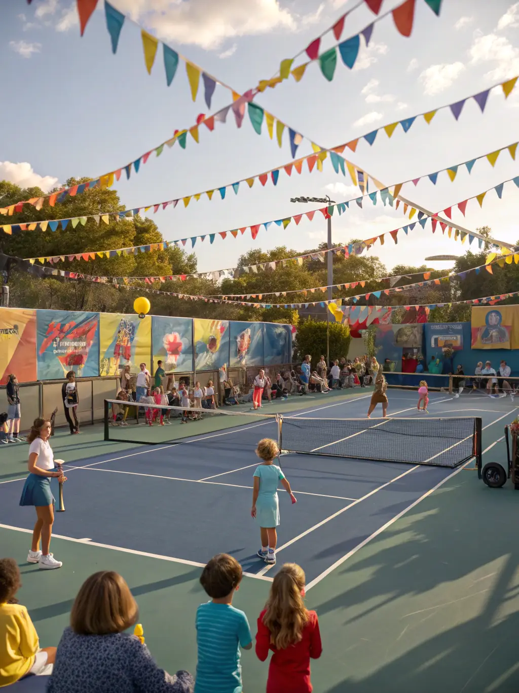 A joyful image of people of all ages participating in a recreational volleyball game at a PULSATIONS event, emphasizing inclusivity and fun.